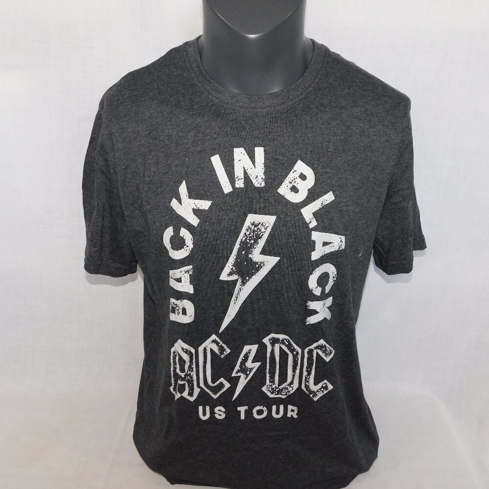 AC CD Band Tee Back In Black US Tour Gray White Graphic T Shirt Mens L